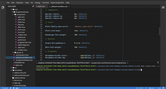 Editing a SASS file in Acquia RemoteIDE